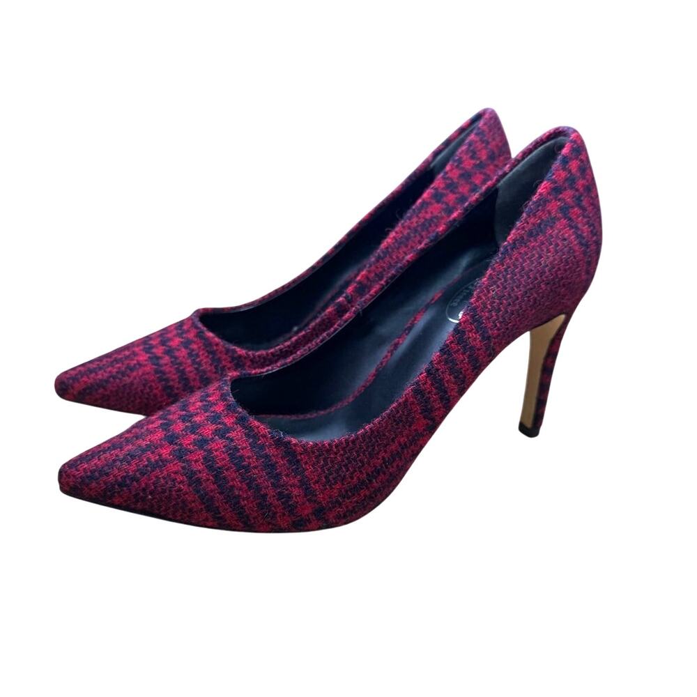 Brooks Brothers Red Fleece Heels Womens 8 Red Plaid Pumps Dress Shoes Holiday